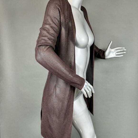 White House Black Market Sweaters - ❌SOLD❌ ‘White House Black Market’ Brown Shimmer Sheer-Knit Cardigan